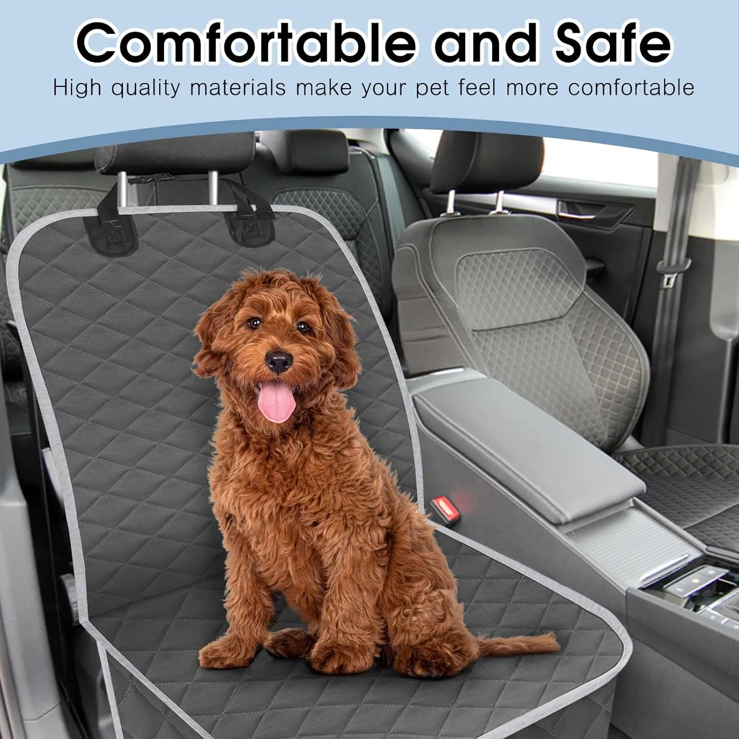 2 Pack Front Dog Seat Cover, Waterproof Car Seat Covers for Dogs Nonslip Scratch-Proof Dog Seat Cover Front Seat Cover for SUV, Sedans,Trucks,Cars - S, Charcoal/Grey