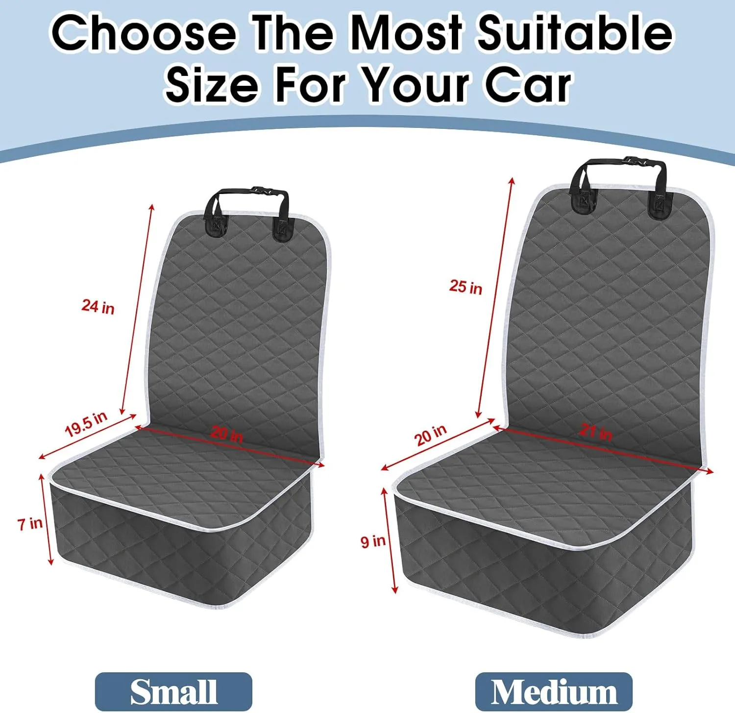 2 Pack Front Dog Seat Cover, Waterproof Car Seat Covers for Dogs Nonslip Scratch-Proof Dog Seat Cover Front Seat Cover for SUV, Sedans,Trucks,Cars - S, Charcoal/Grey