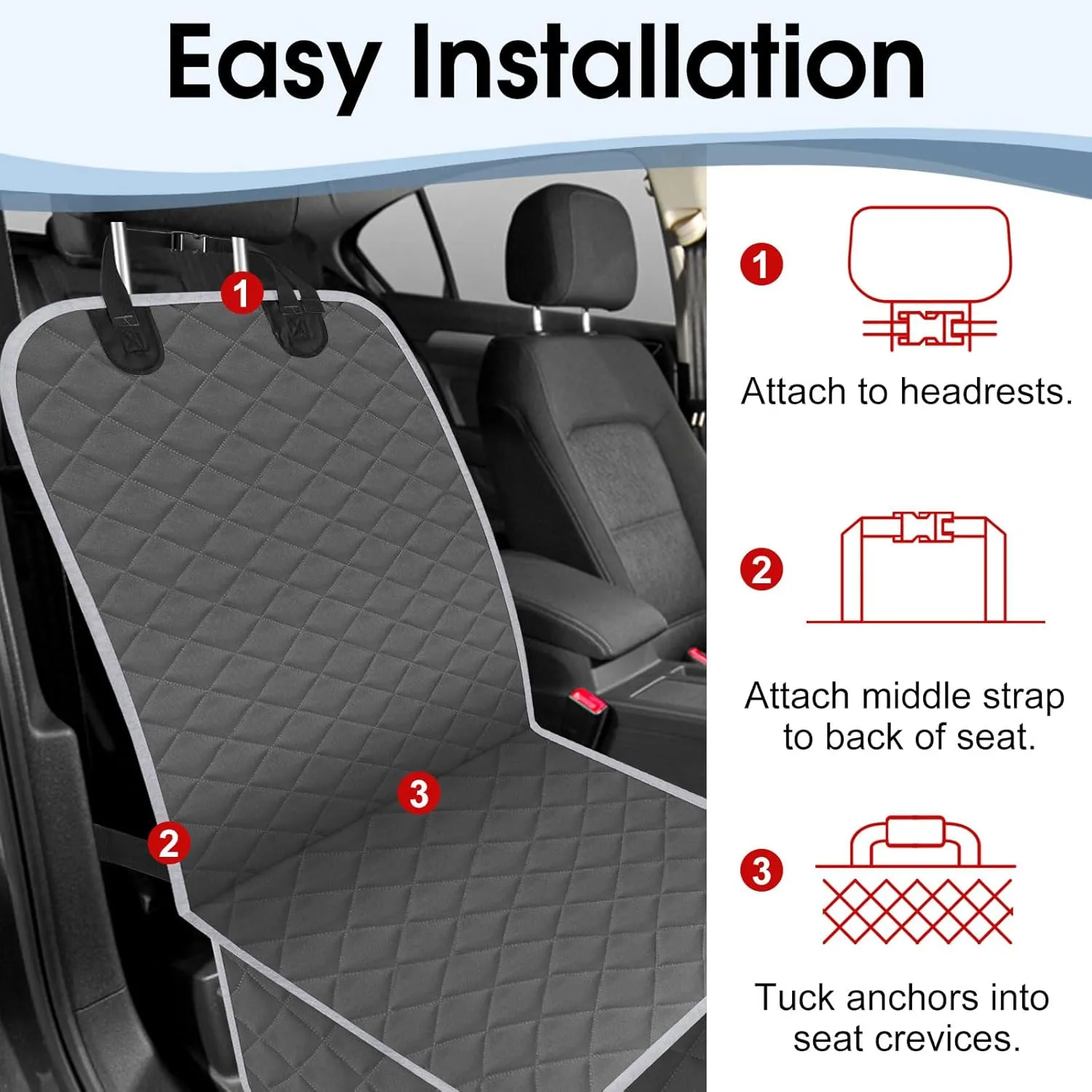 2 Pack Front Dog Seat Cover, Waterproof Car Seat Covers for Dogs Nonslip Scratch-Proof Dog Seat Cover Front Seat Cover for SUV, Sedans,Trucks,Cars - S, Charcoal/Grey