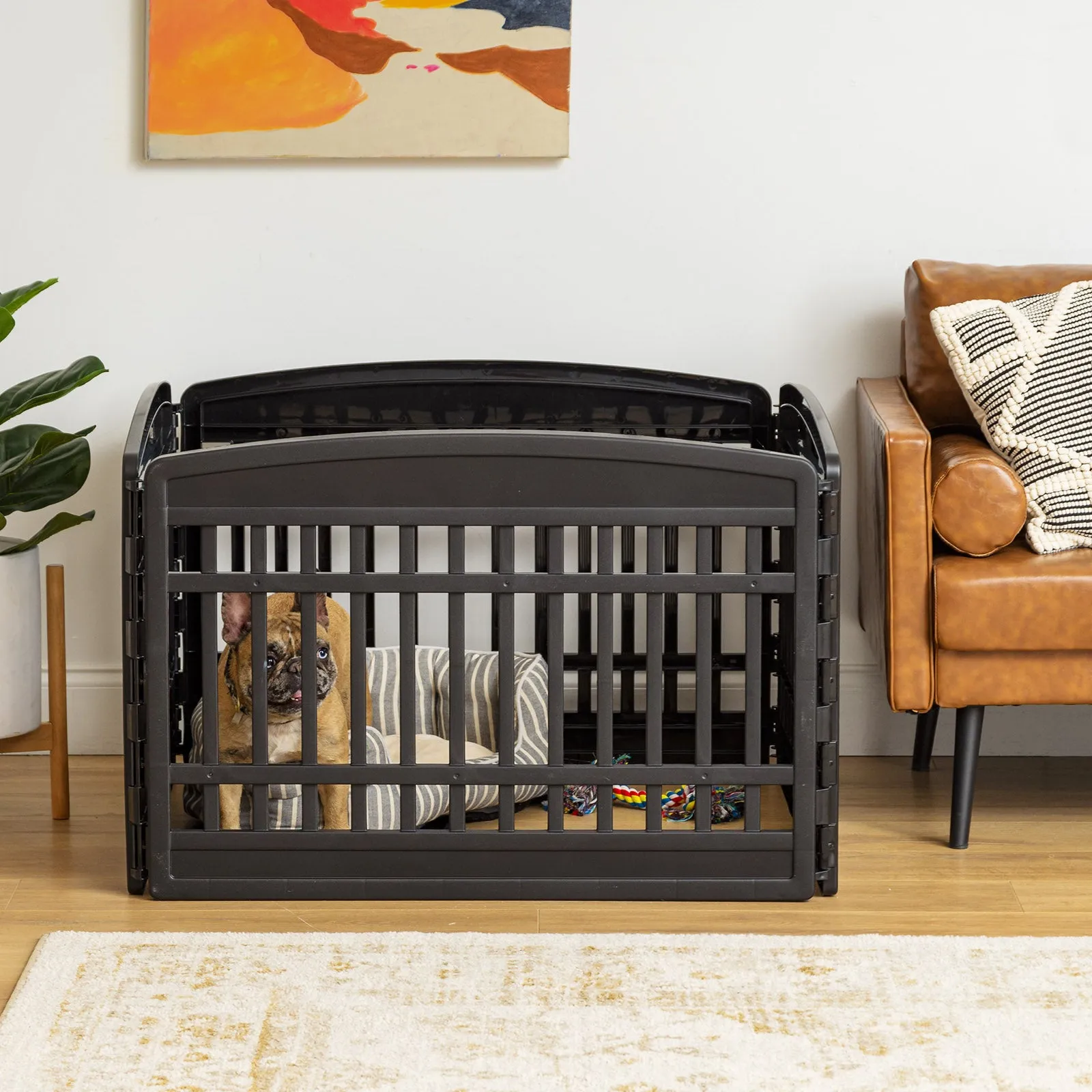 24" Exercise 4-Panel Pet Dog Playpen without door, Black