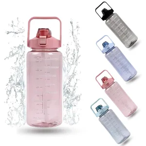 2L Water Bottle With Straw Multi-Color
