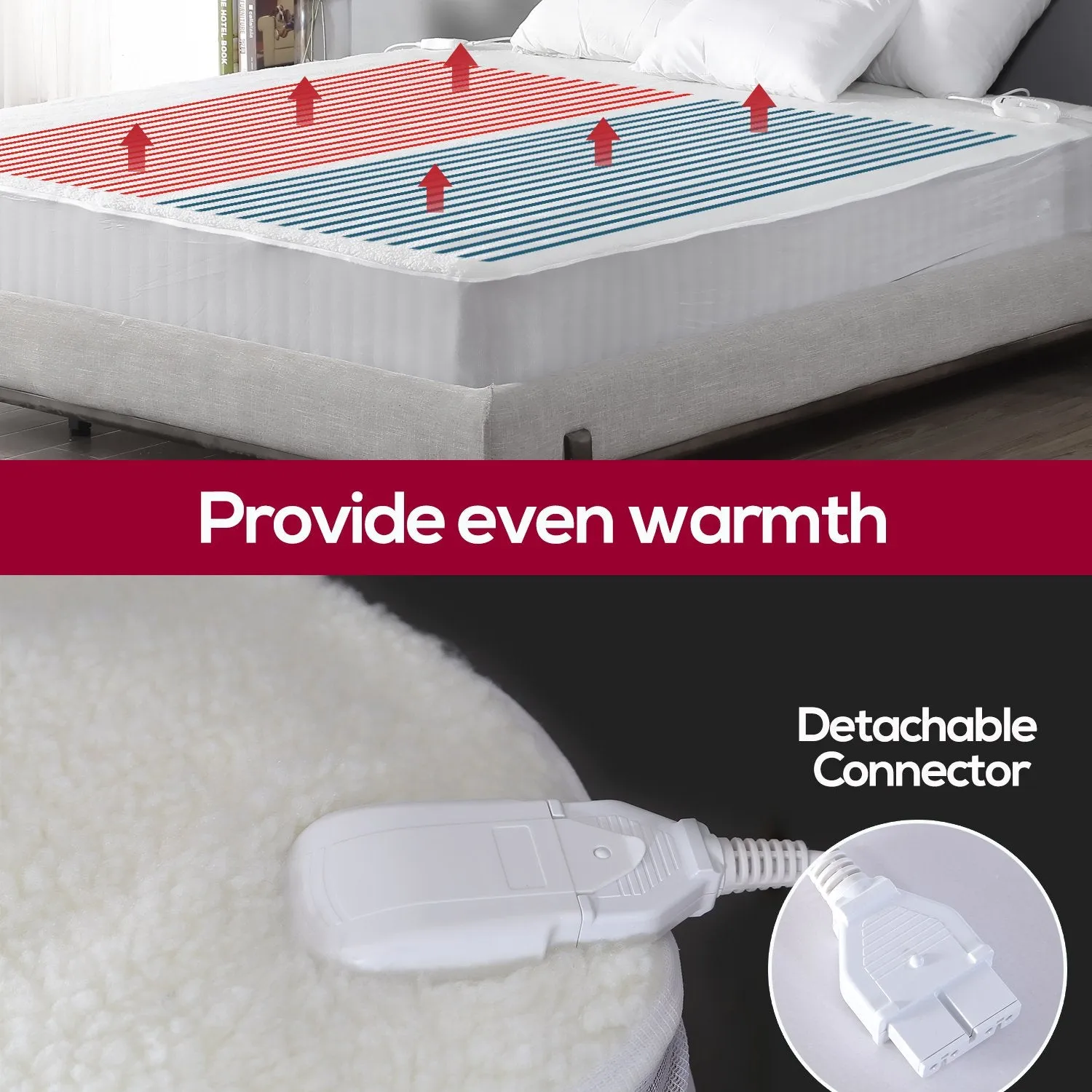 2x 450 GSM Fleecy Electric Blanket Heated Warm Winter Fitted Single Size