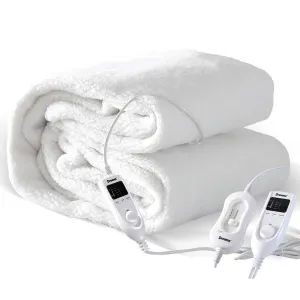 2x 450 GSM Fleecy Electric Blanket Heated Warm Winter Fitted Single Size