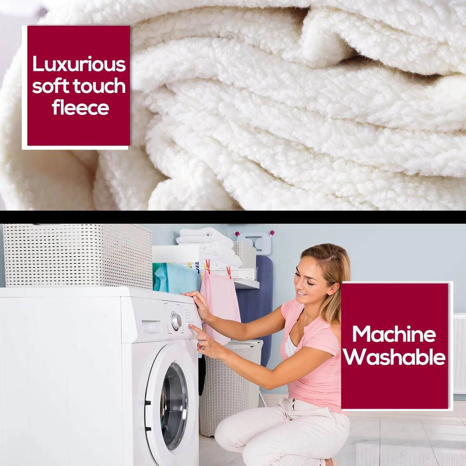 2x 450 GSM Fleecy Electric Blanket Heated Warm Winter Fitted Single Size