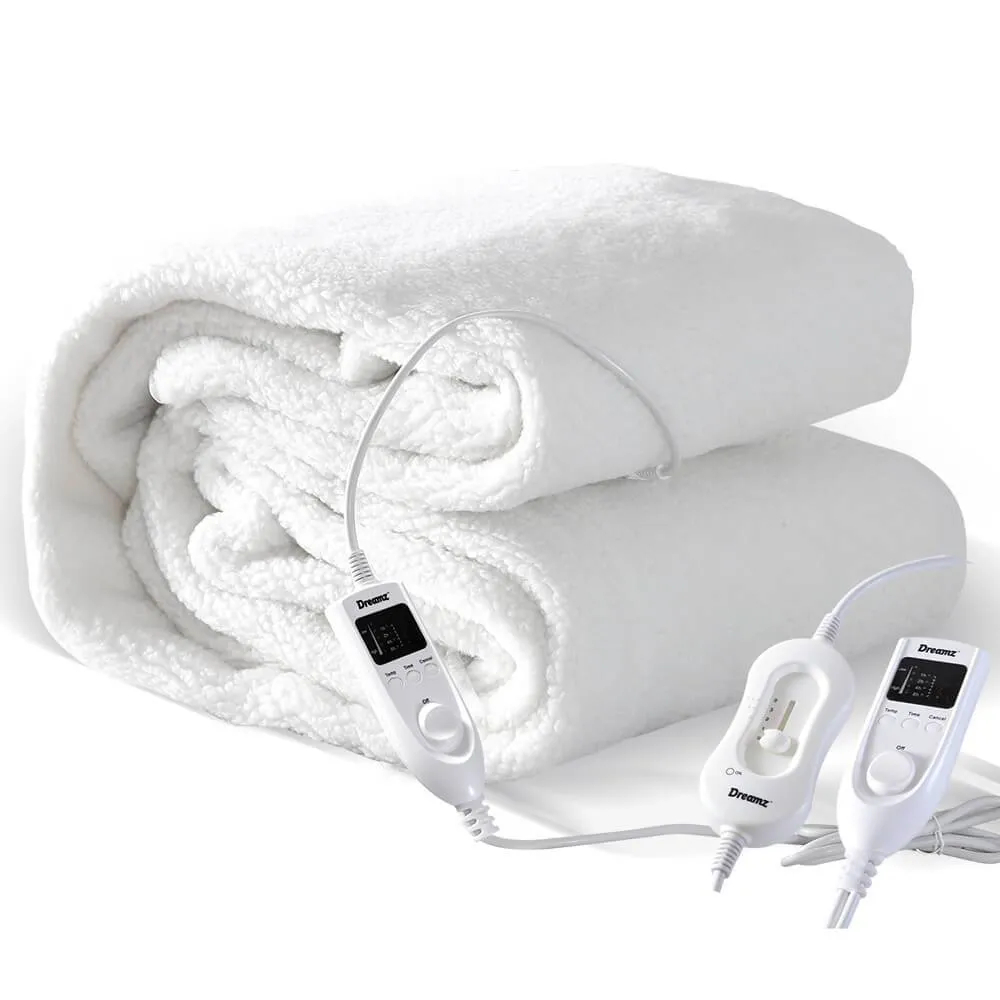 2x 450 GSM Fleecy Electric Blanket Heated Warm Winter Fitted Single Size