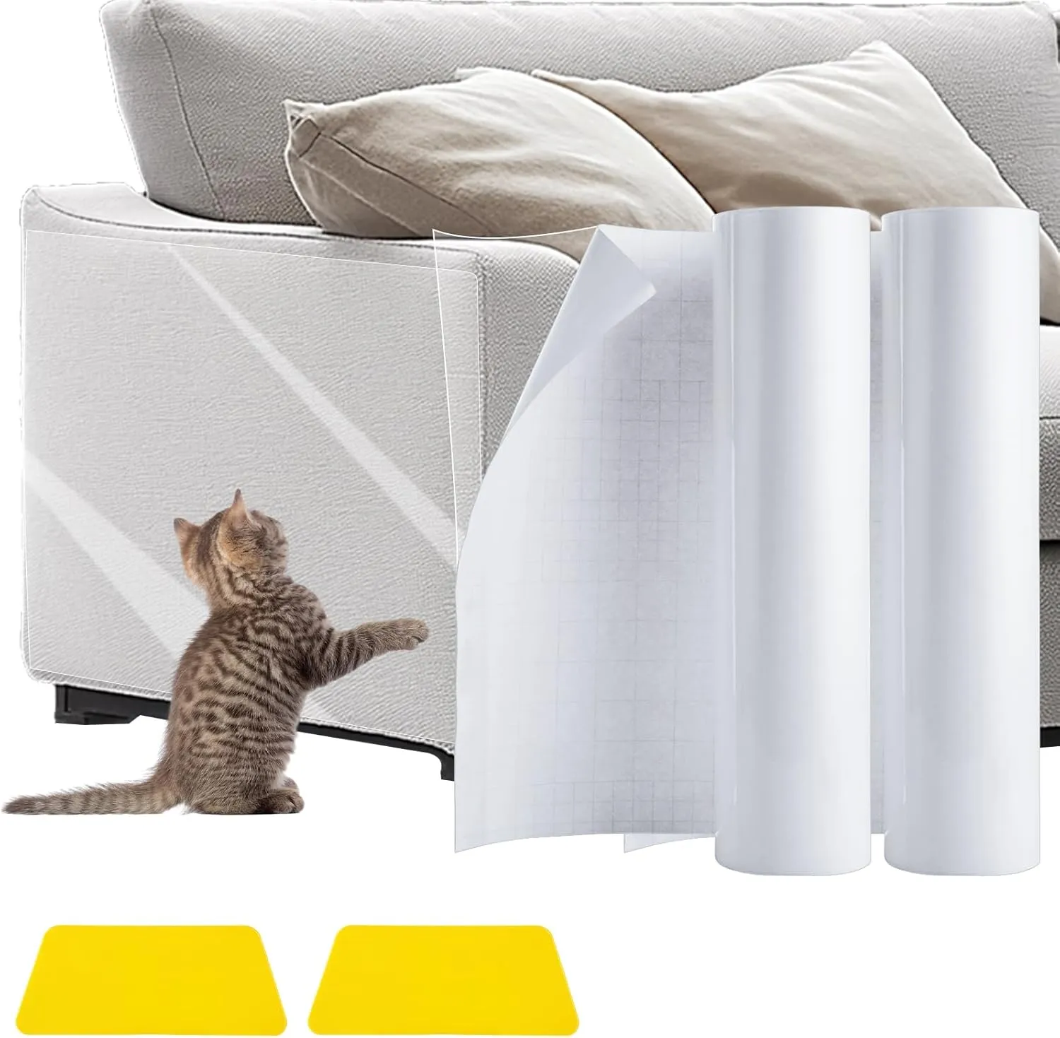 312" x 12" Clear Anti Cat Scratch Furniture Protectors from Cats Scratching Single-Sided Self-Adhesive Clear Couch Protector from Cat Claws Anti Scratch Furniture Protector