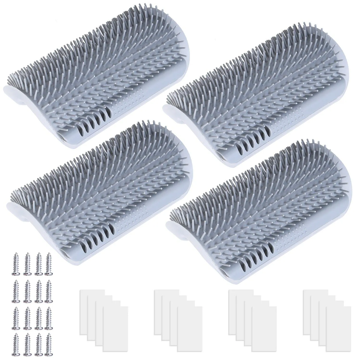 4-Pieces: Cat Self Groomer Soft Silicone Wall Corner Scratcher