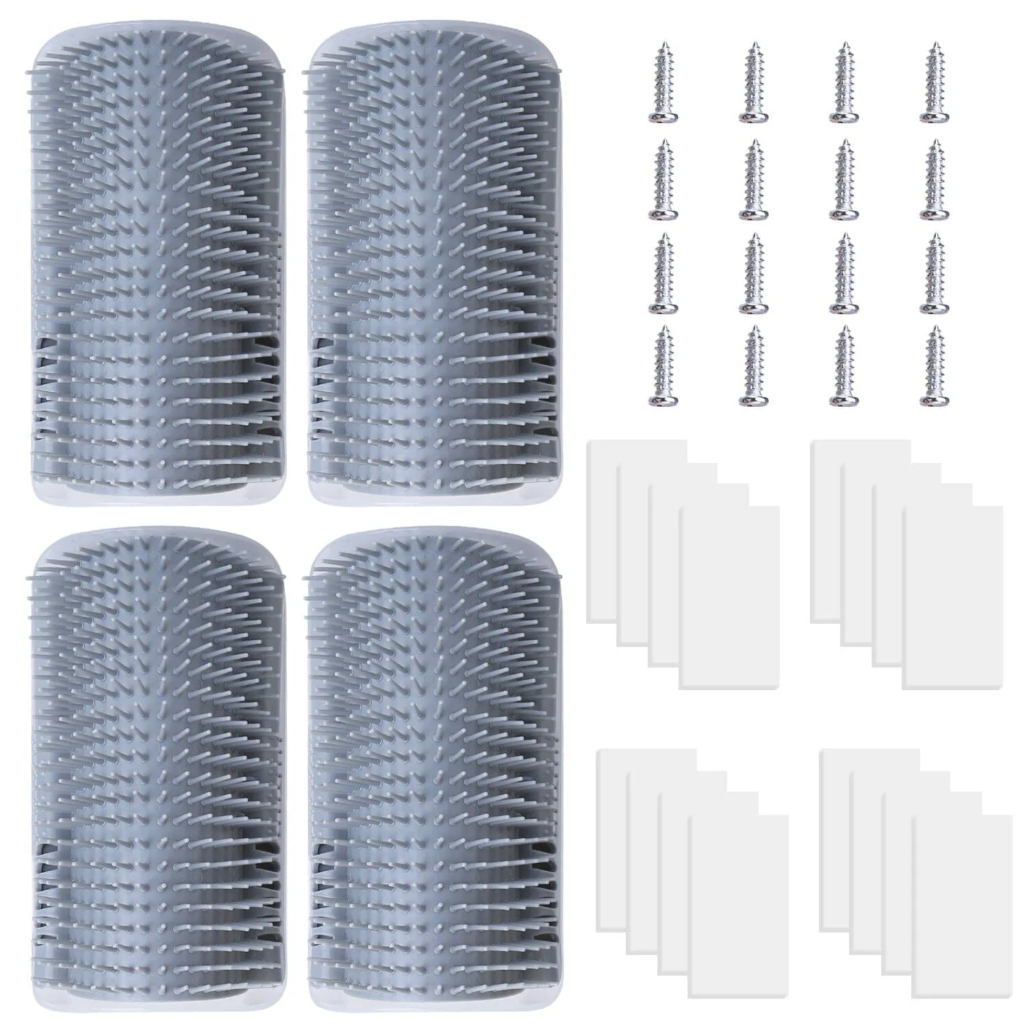4-Pieces: Cat Self Groomer Soft Silicone Wall Corner Scratcher