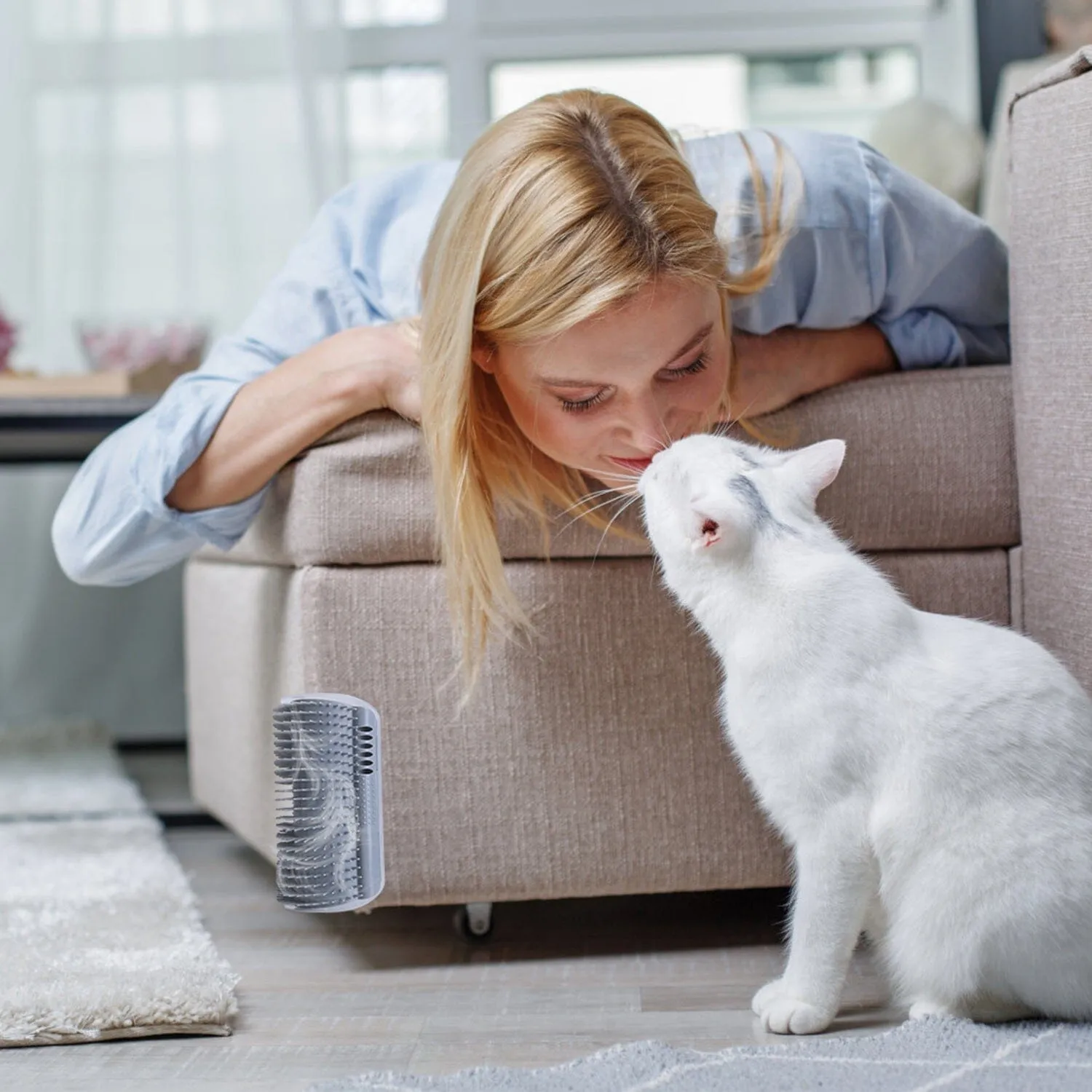 4-Pieces: Cat Self Groomer Soft Silicone Wall Corner Scratcher