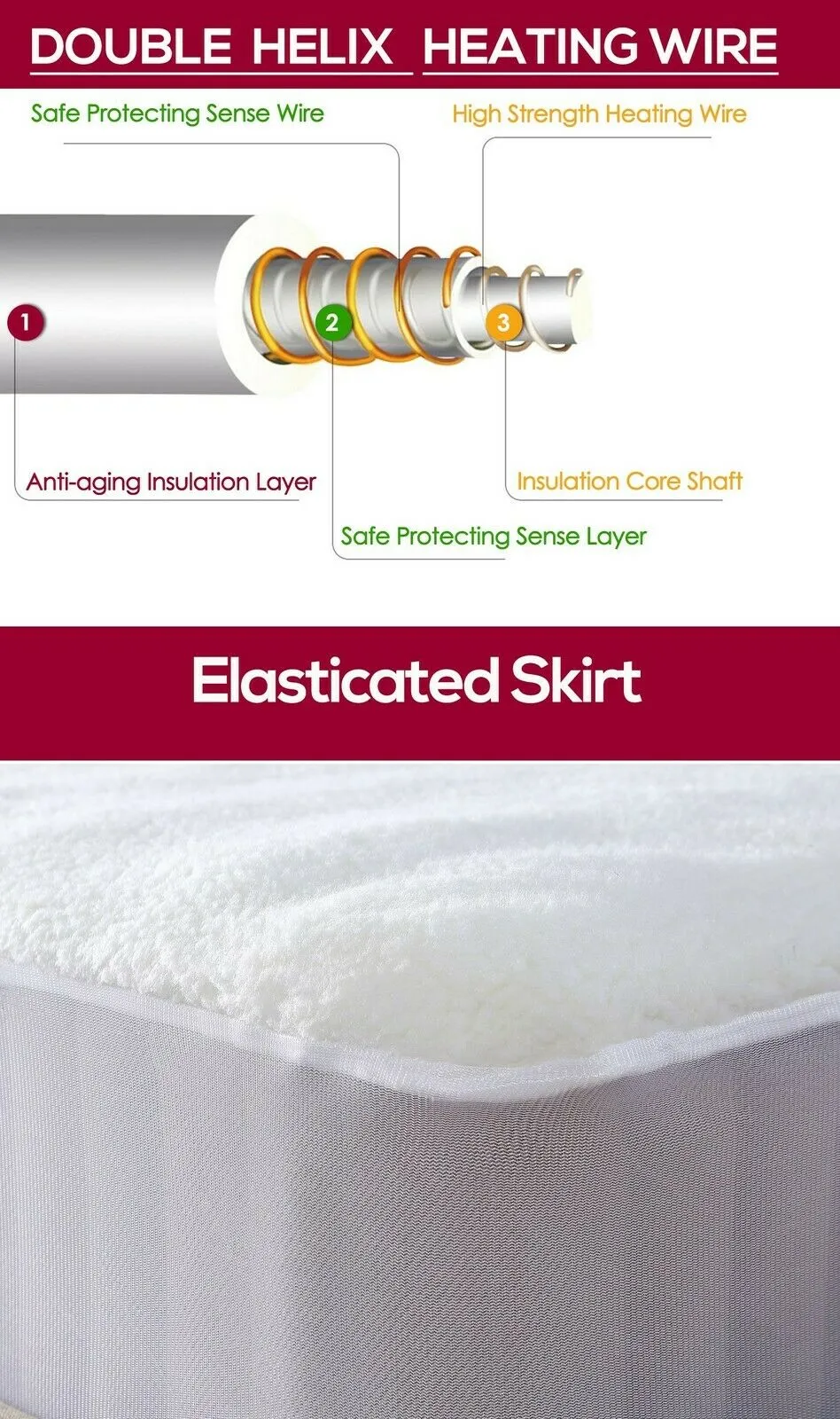 450 GSM Fleecy Electric Blanket Heated Warm Winter Fitted Single Size