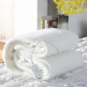 450 GSM Fleecy Electric Blanket Heated Warm Winter Fitted Single Size