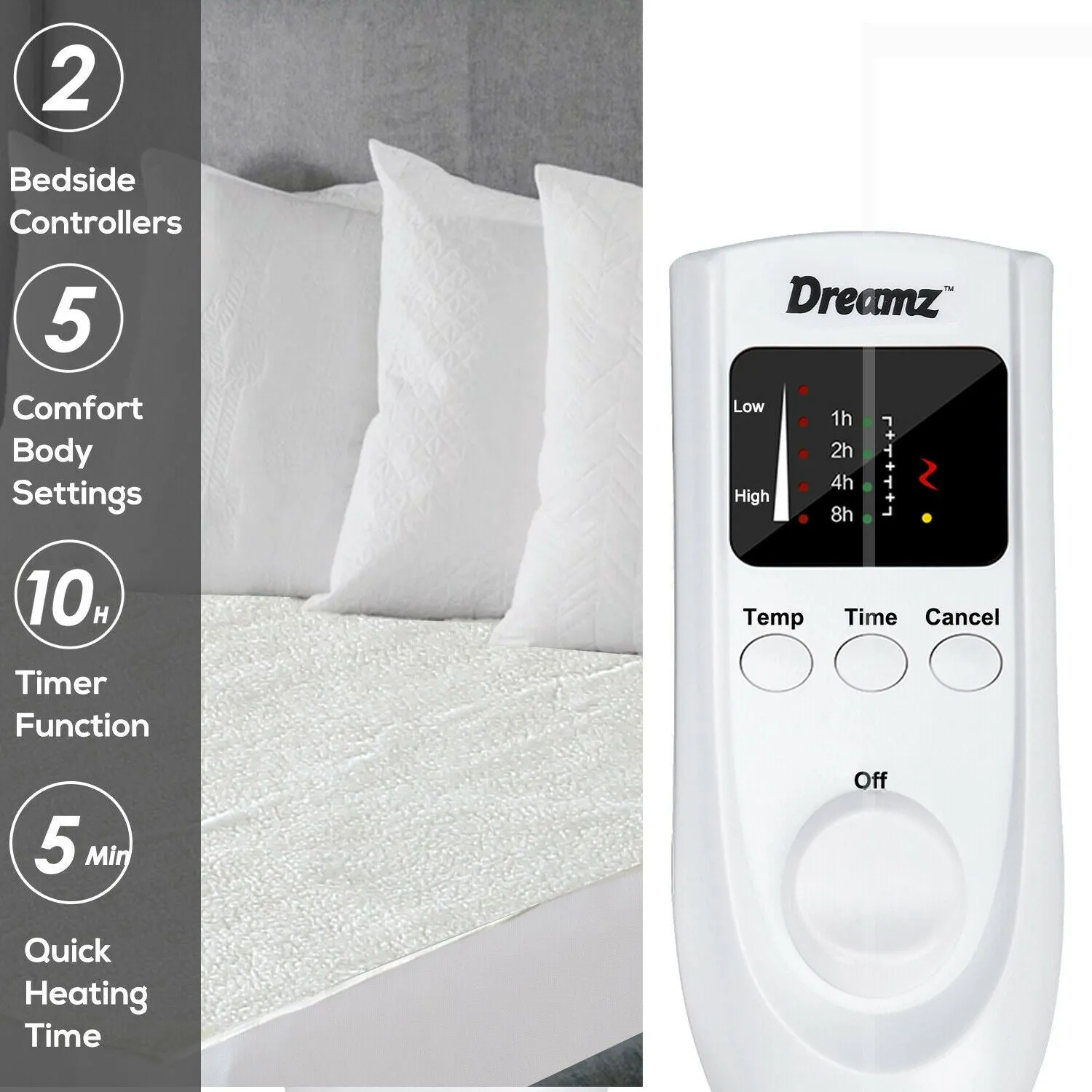 450 GSM Fleecy Electric Blanket Heated Warm Winter Fitted Single Size