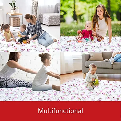 50" X 50" Baby Playpen Mat Fit for TODALE and Dripex Baby Playpen, One-Piece Crawling Mat Non Slip Cushioned Baby Mats for Playing 50x50 Inches, Floral