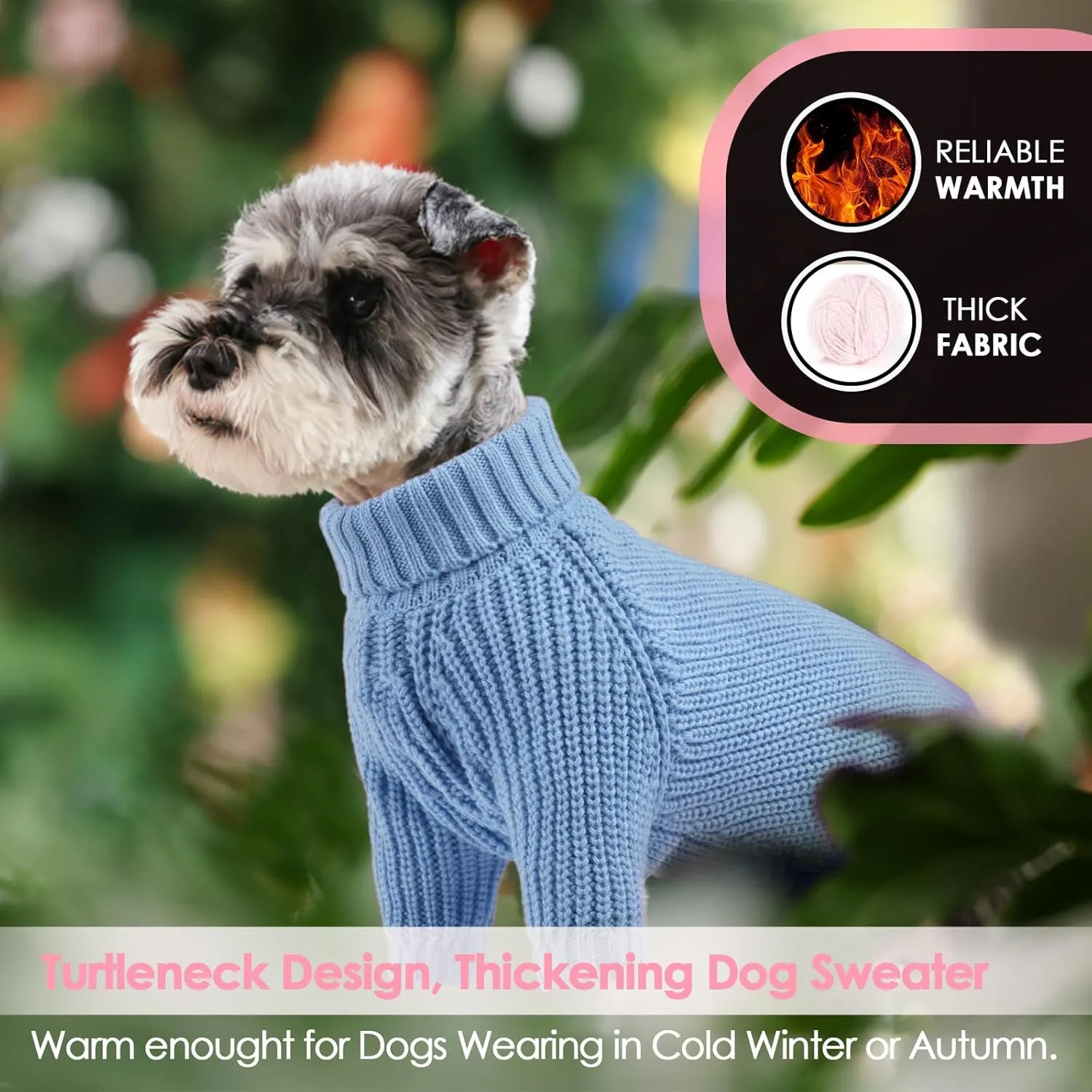 AOFITEE XL Dog Sweater, Dog Christmas Sweater for Medium Dogs Girls Boys, Solid Knitted Dog Pullover Sweater, Turtleneck Medium Dog Sweater Warm Dog Sweatshirt for Small Medium Dogs Cats, XL Blue