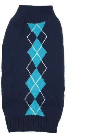 'Argyle Knit Pet Sweaters Clothes for Dogs Pets, Classic Blue Dog Sweater Small (S) Size