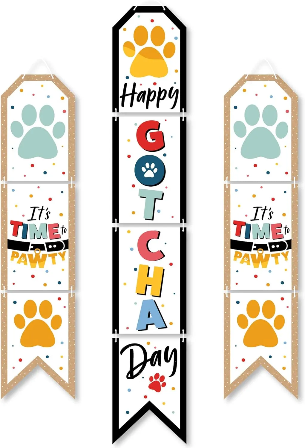 Big Dot of Happiness Happy Gotcha Day - Hanging Vertical Paper Door Banners - Dog and Cat Pet Adoption Party Wall Decoration Kit - Indoor Door Decor