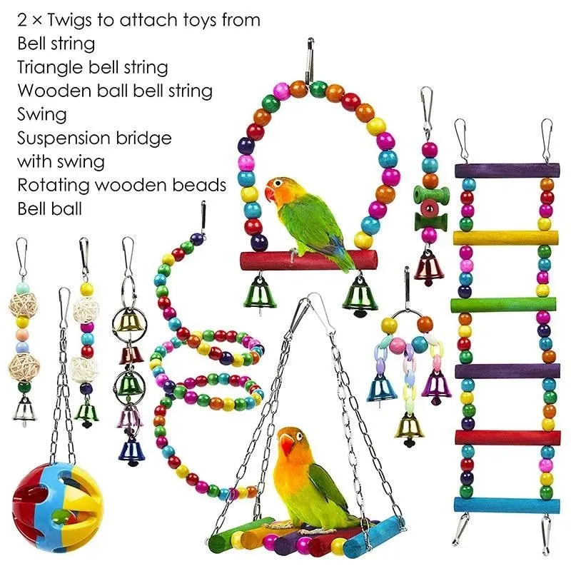 Bird Cage Toy Set 10-Pack