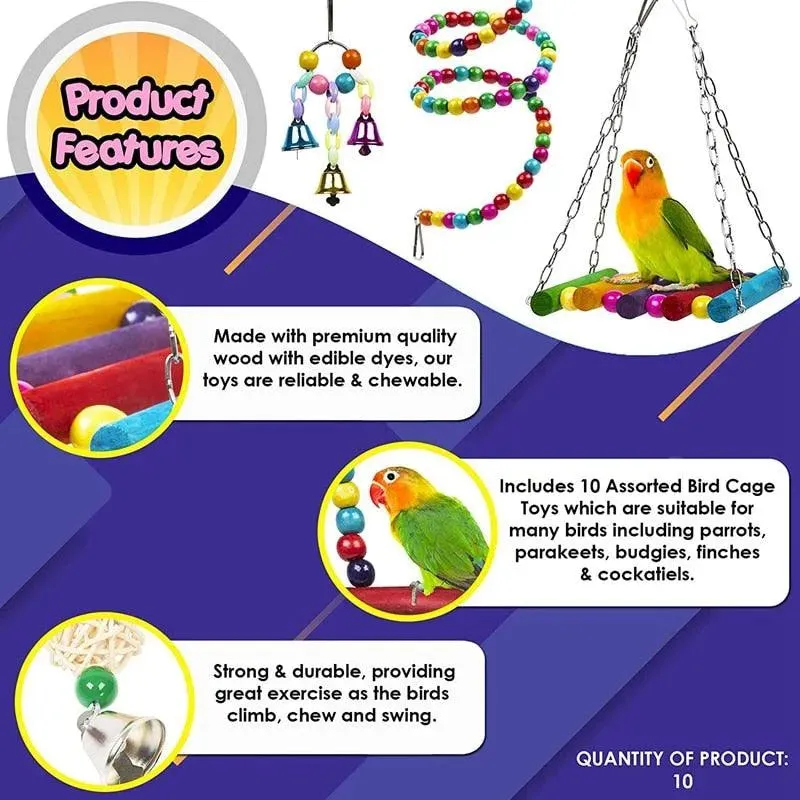 Bird Cage Toy Set 10-Pack