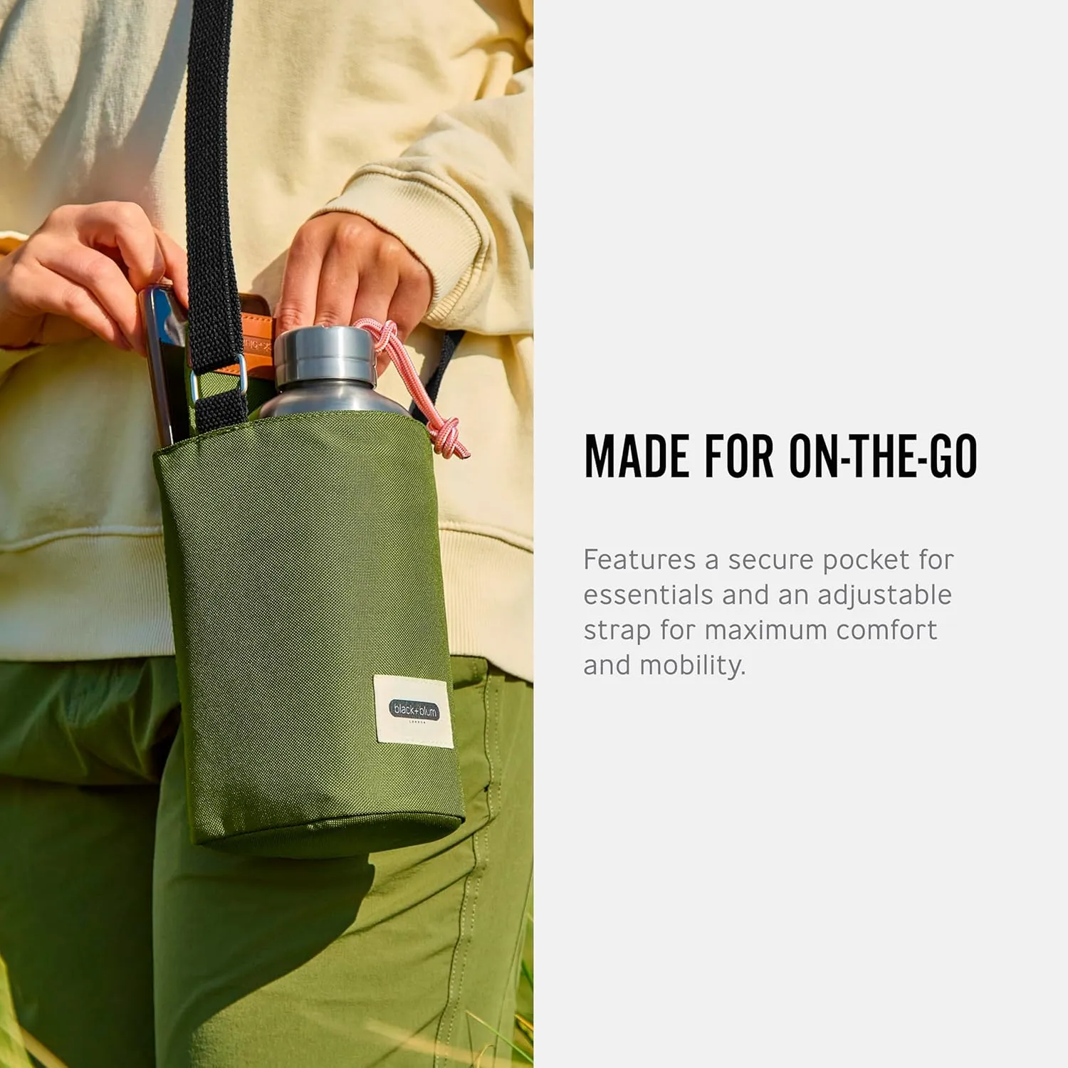 Black Blum Insulated Bottle Bag - Made with Recycled PET and BPA Free - Bottle Bag for On The Go