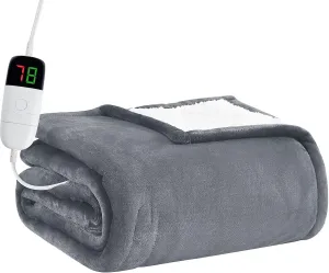 BOMOVA Heated Electric Blanket Twin - 62" x 84" Heating Blanket with 10 Heating Levels & 8 Hours Auto Off, Warm Flannel Blanket with Over-Heat Protection, for Women, ETL & FCC Certified