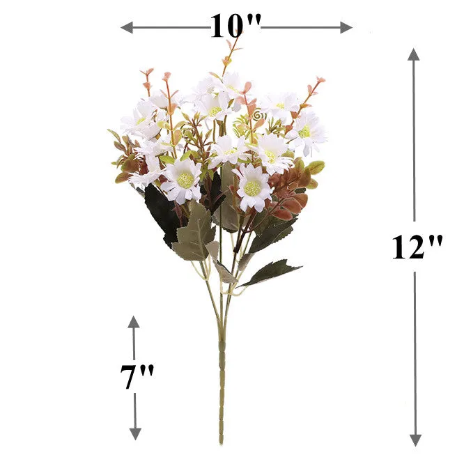 Bulk 12Pcs 12" Daisy Bush Silk Flowers Artificial Autumn Floral Arrangement Wholesale
