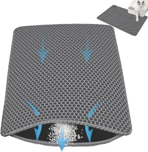 Cat Litter Mat 23.7"x 17.7" Litter Trapping Mat Honeycomb Double Layer Cat Litter Box Mat Waterproof, Urine-Proof, Non-Slip and Soft on Paws Kitty Litter Mat