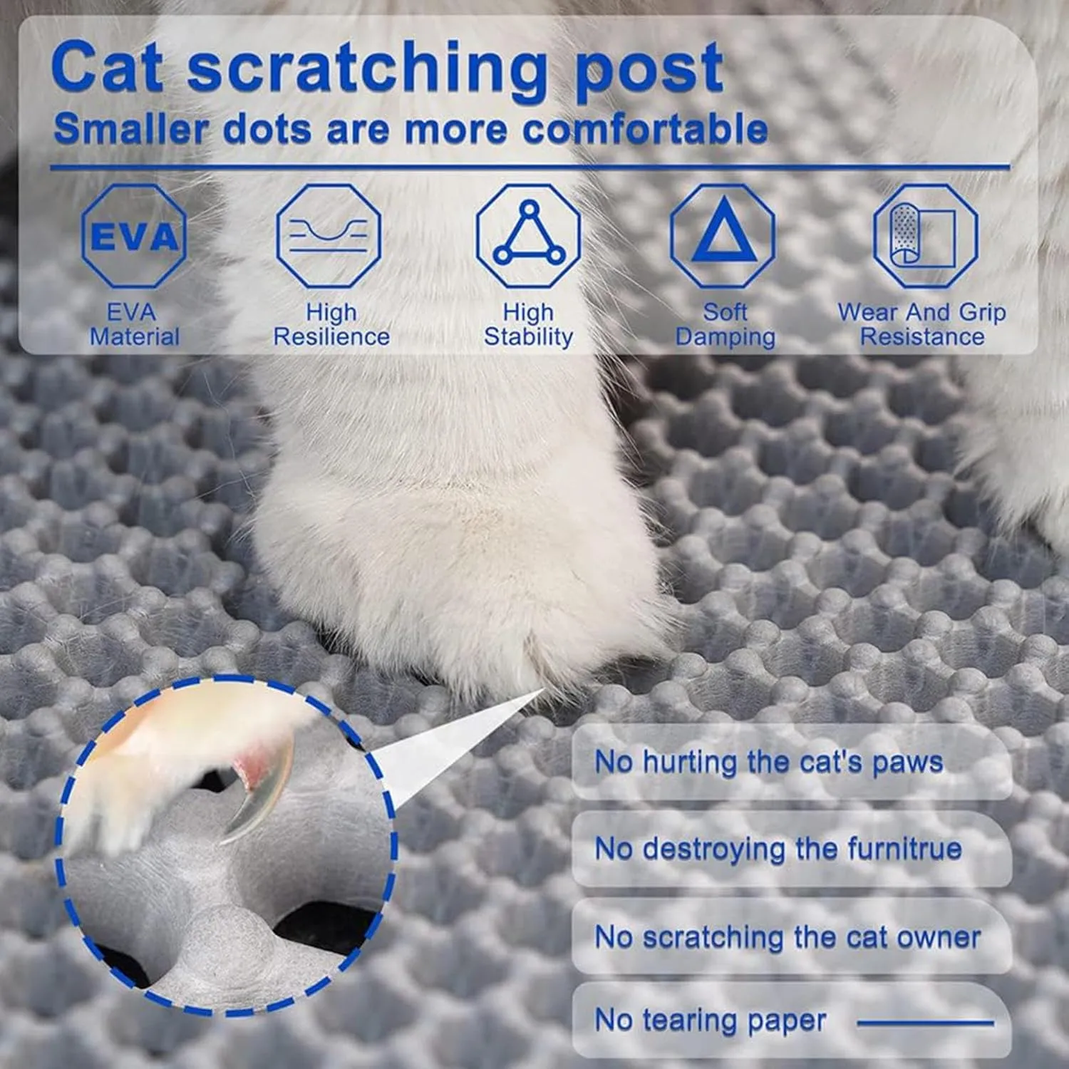 Cat Litter Mat Litter Trapping Mat, Honeycomb Double Layer Easy Clean Cat Litter Trap Mat Less Waste,Soft On Paws,Non-Slip, Cat Rug for Litter Box,Black-L