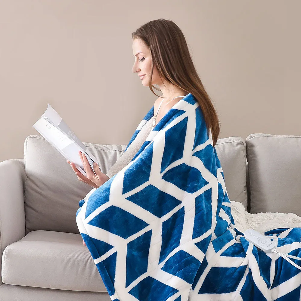 Chevron Pattern Electric Heated Throw - 50"x60", 5 Heat Levels, 3 Hours Auto Off