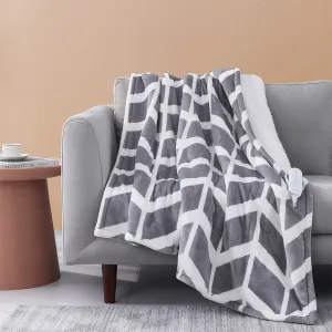 Chevron Pattern Electric Heated Throw - 50"x60", 5 Heat Levels, 3 Hours Auto Off