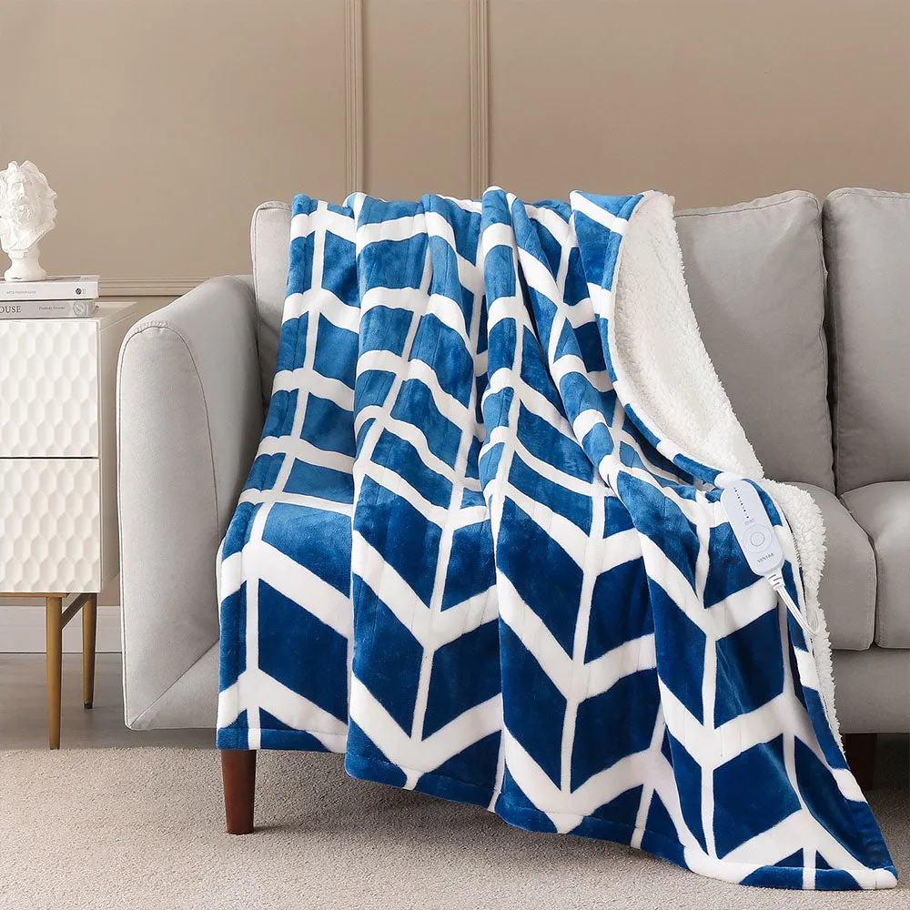 Chevron Pattern Electric Heated Throw - 50"x60", 5 Heat Levels, 3 Hours Auto Off