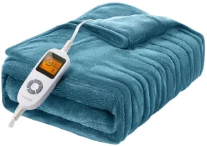 classic Electric Heated Blanket, 50" Ã 60" Fast Heating Flannel Throw with Auto Timer Machine Washable (ETL)