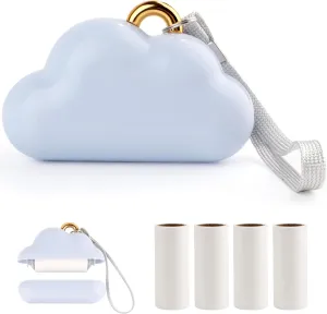 Cloud Mini Lint Roller Travel Size,Reusable Mini Travel Sticky Roller Include 4 Refillable Rollers,Portable Lint Roller Dog and Cat Pet Hair Remover for Clothes, Furniture(Blue)