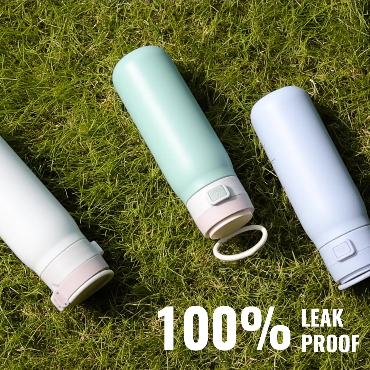 COKTIK Stainless Steel Water Bottle with Buit-in Silicone Carrying loop, Double Walled Vacuum Insulated water bottles with straw, Leak Proof, Free sip, BPA Free, metal water bottle, 32oz, White
