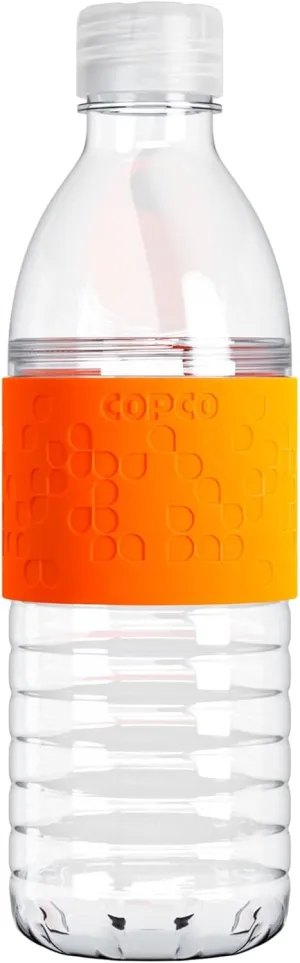 Copco Hydra 16.9 oz Water Bottle with Leak-Proof Lid - Tritan Reusable with Textured Grip Sleeve - BPA-Free, Shatter-Resistant, Dishwasher Safe for Travel, Gym, Work, Outdoors (Chevron Orange)