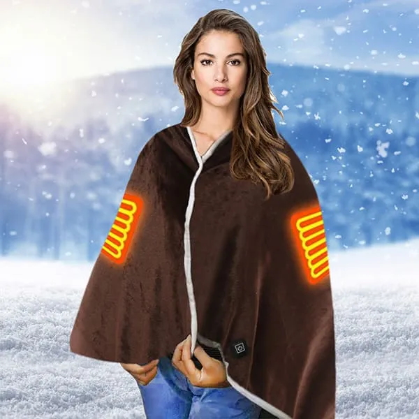 Coral Fleece Wearable Electric Blankets Winter USB Charging Heating Shawl Blankets
