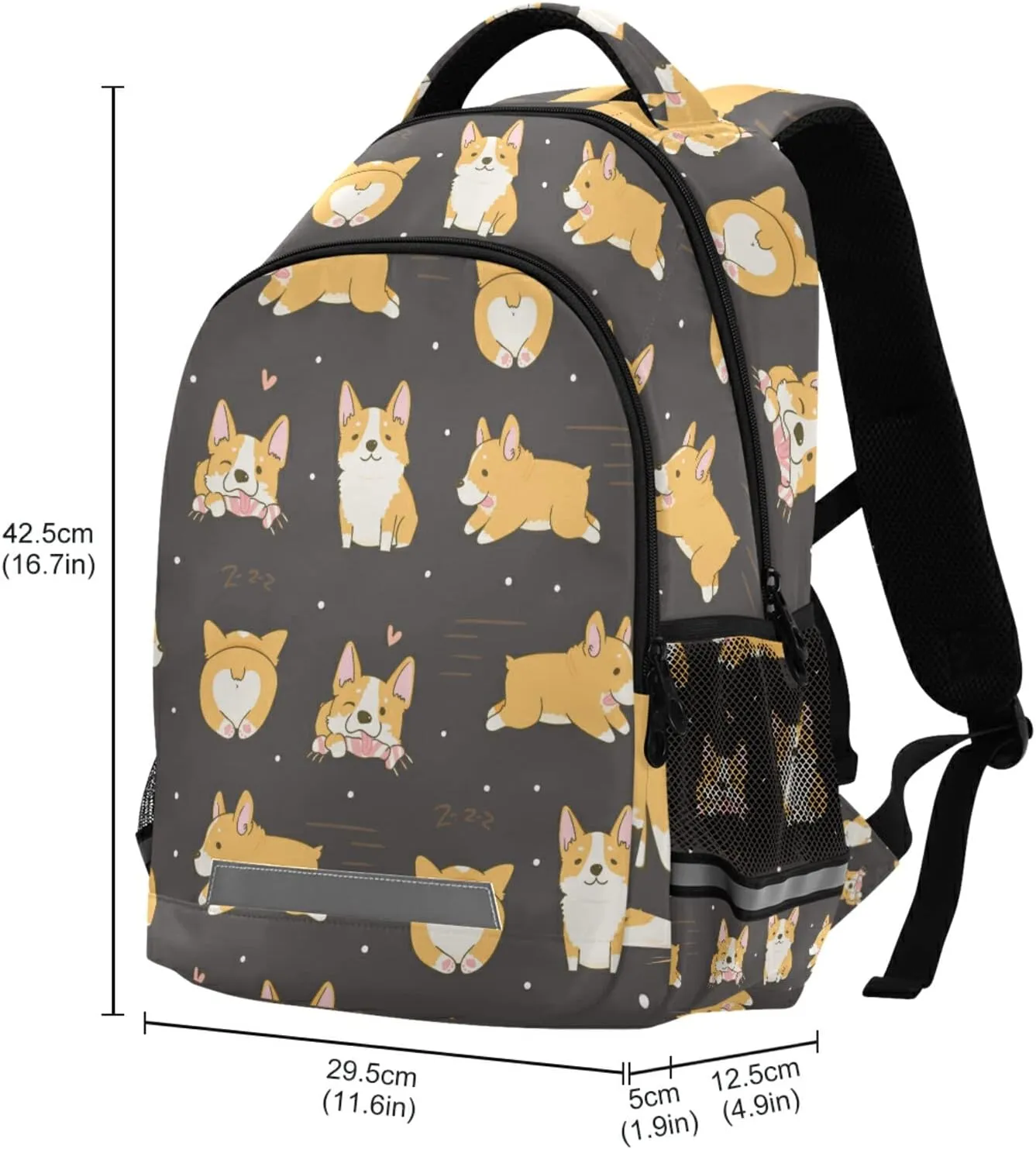 Corgi Dogs Backpack for Boys Girls Lightweight Bookbag with Chest Strap for Students Elementary School Laptop Daypack Rucksack for Teens Travel