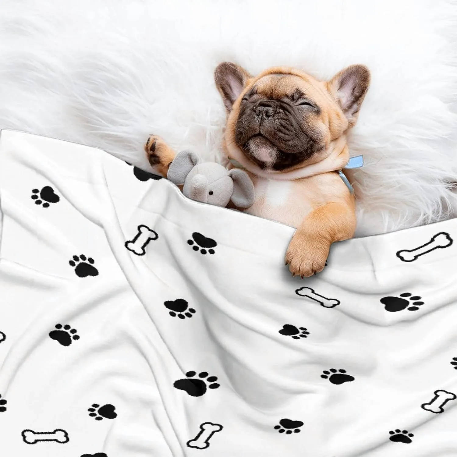 Custom Pet Name Blanket Personalized Dogs Customized Puppy ,Dog Gift for Dog Lovers Mom Dad Cute Paw Prints Soft Flannel Throw Bed Sofa Travel Extra Small 40''x30''