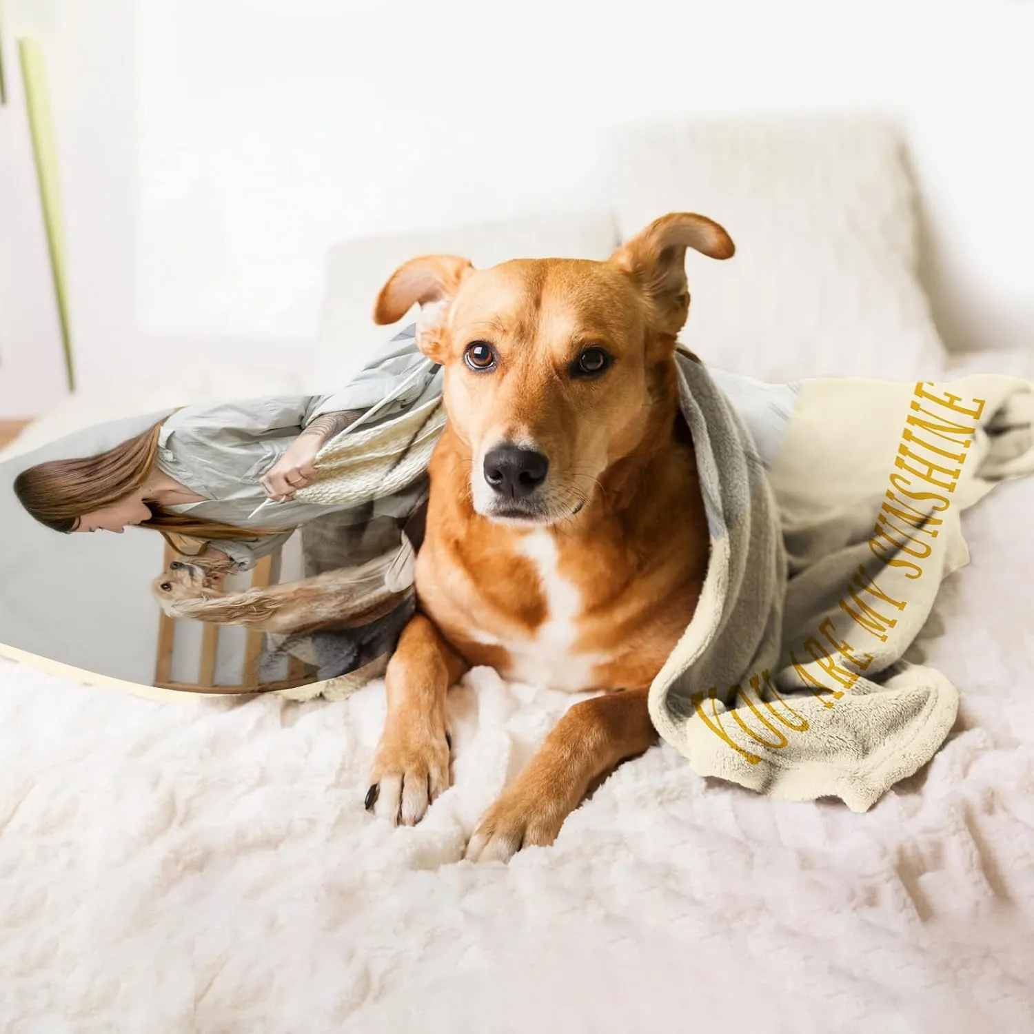 Custom Pet Photo Blanket with Name, Made in USA - Personalized Dog & Cat Blanket Customized Fleece Throw for Dog Lovers, Gift for Pet Owners Birthday Christmas