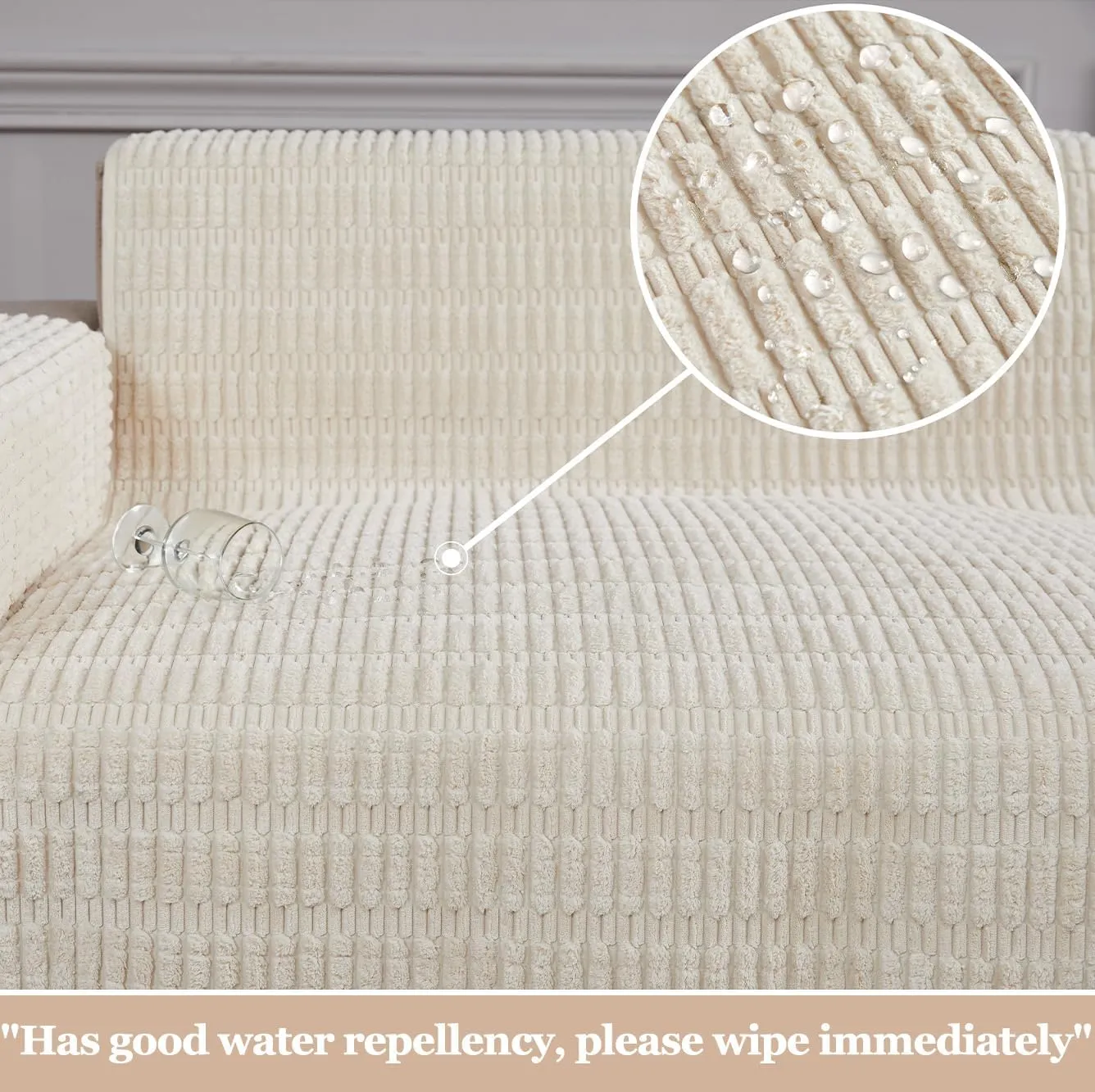 Dog Bed Cover Couch Cover for Pets, 33x82 inch Anti-Slip Washable Couch Pads for 3 Cushions Sofa Furniture Protector (Cream White)