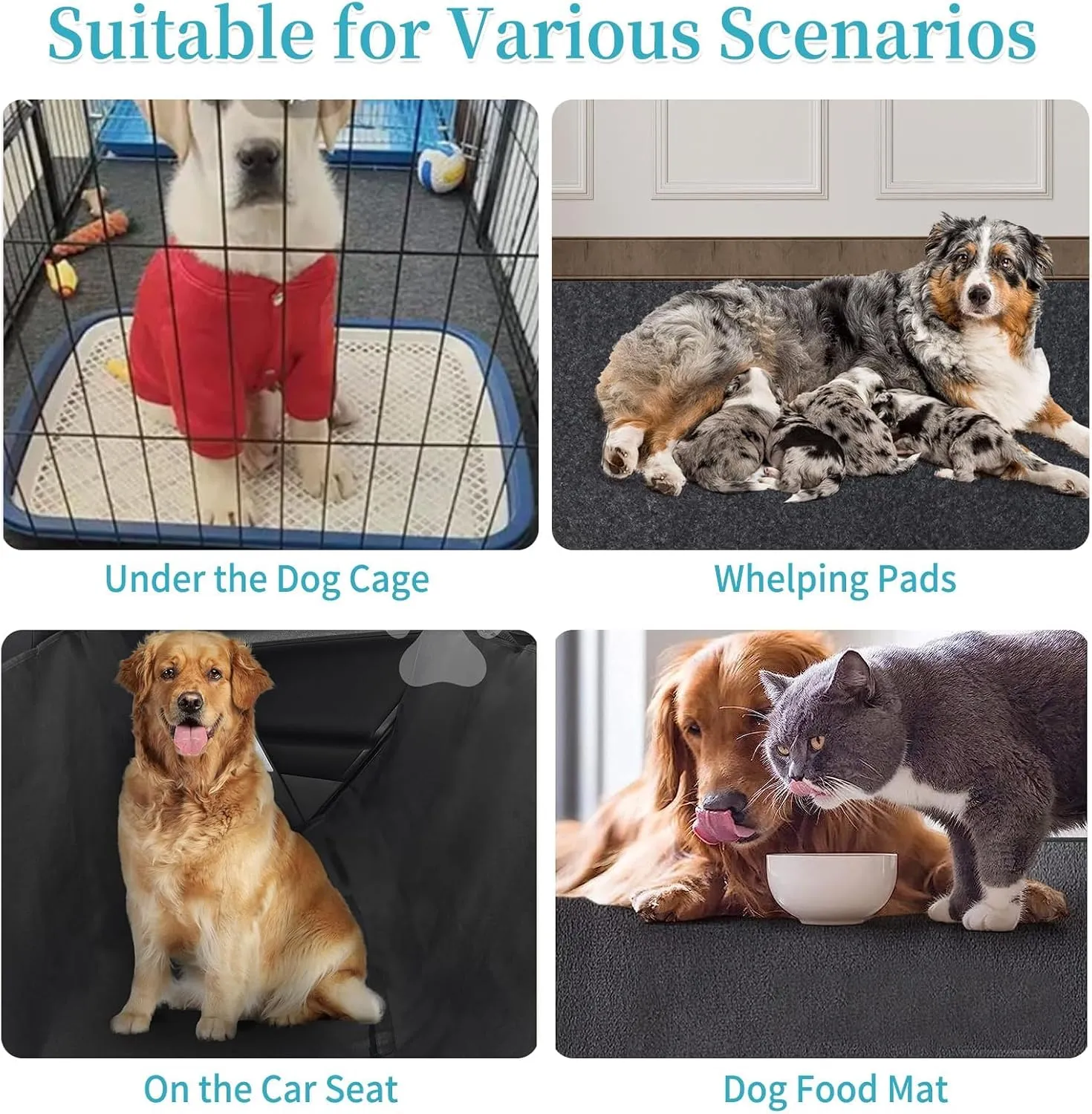 Dog Crate Pad - Non-Slip, Waterproof, Absorbent Dog Playpen Mat - Crate Pad Liner Protect Floors - Soft, and Reusable -Dog Crate Mat Ideal for Puppies and Senior Dogs (Black, 24" x 36")