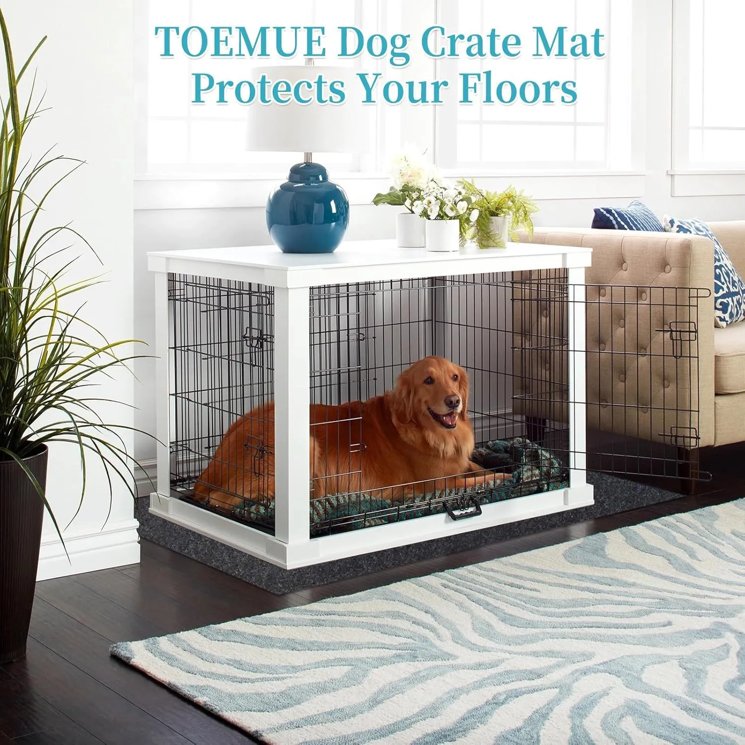 Dog Crate Pad - Non-Slip, Waterproof, Absorbent Dog Playpen Mat - Crate Pad Liner Protect Floors - Soft, and Reusable -Dog Crate Mat Ideal for Puppies and Senior Dogs (Black, 24" x 36")