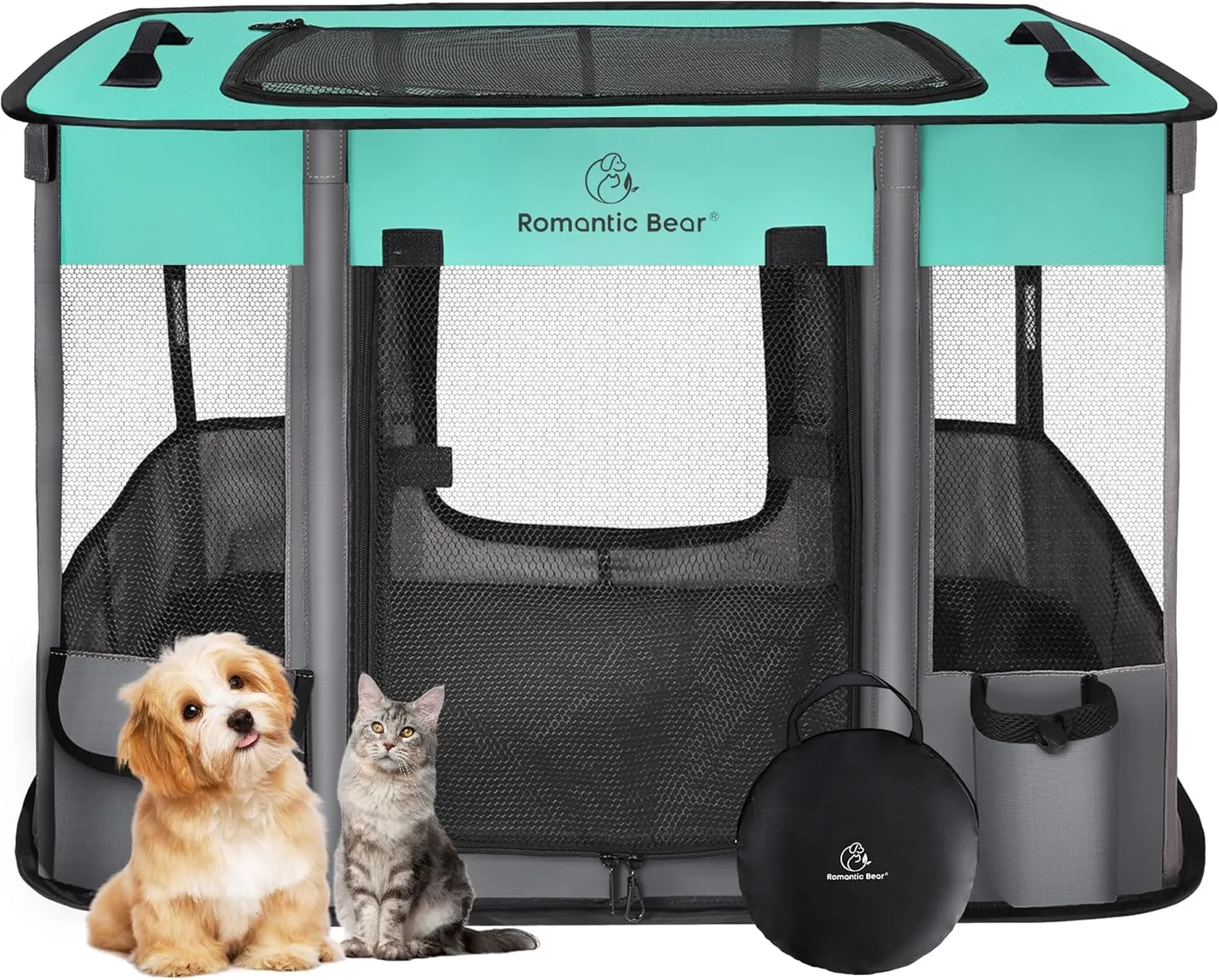 Dog Playpen,Pet Playpen,Foldable Puppy Cat Playpen,Portable Exercise Kennel Tent Crate,Water-Resistant Breathable Shade Cover, Indoor Outdoor Travel Camping Use for Small Animals with Carrying Case(S)