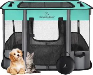Dog Playpen,Pet Playpen,Foldable Puppy Cat Playpen,Portable Exercise Kennel Tent Crate,Water-Resistant Breathable Shade Cover, Indoor Outdoor Travel Camping Use for Small Animals with Carrying Case(S)