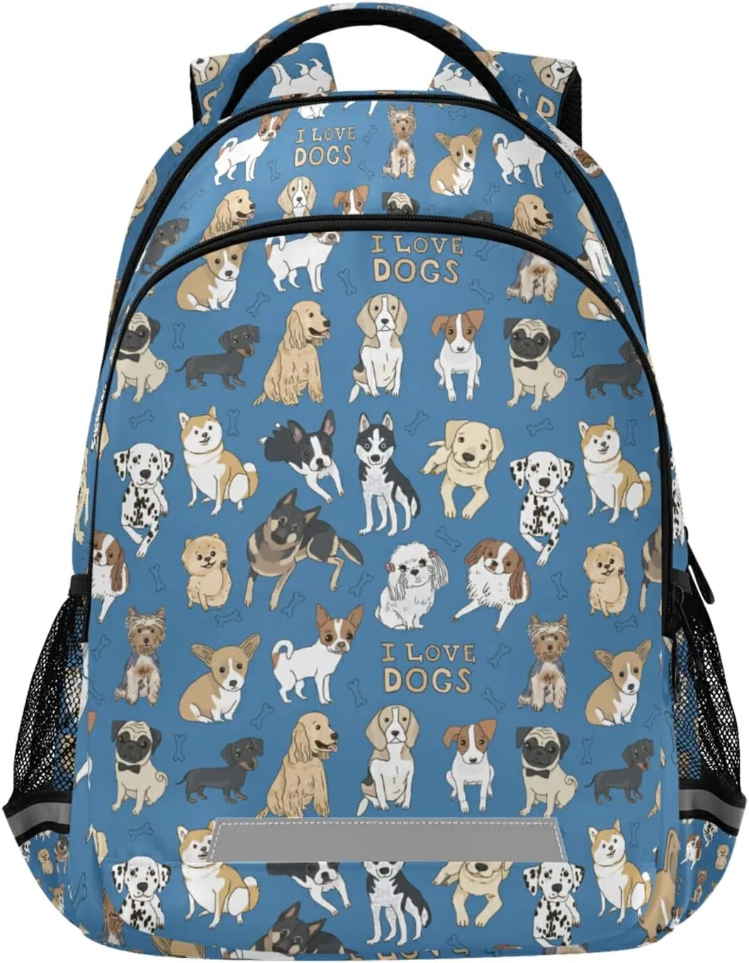 Dogs Backpack for Boys Girls Bookbag with Chest Strap for Students Elementary School Laptop Daypack Rucksack for Teens Travel