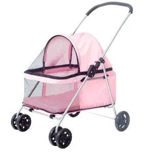Double Dog Stroller Pet Travel Stroller Dog Pram Travel Vet Stroller Disabled Dog Pushchair 2 Front Swivel Wheels & Rear Brake 360 Rotation Front Wheel Max