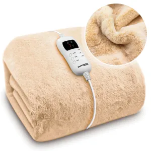 Dreamcatcher Deluxe Electric Heated Throw Faux Fur Natural Soft Heated Blanket 160 x 130cm