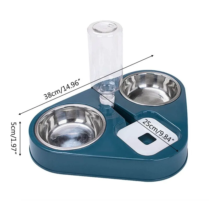 Dual Bowl Water Feeder Stainless Steel For Dog