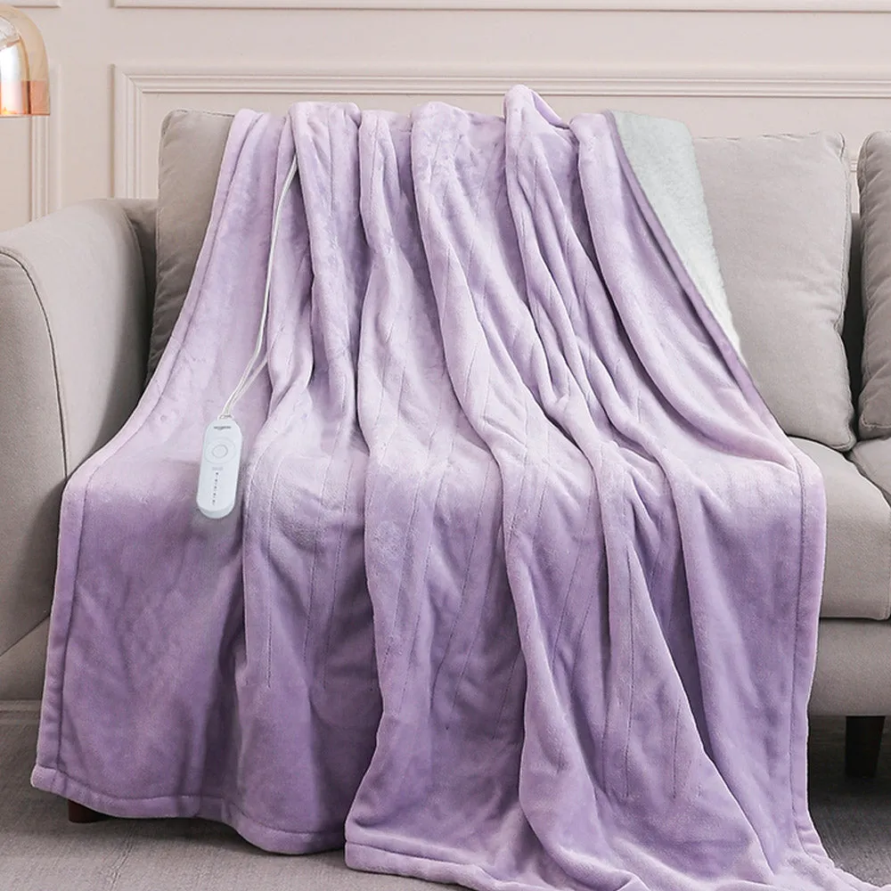 Flannel Electric Heated Throw Blanket - 50"x60", 3 Hours Timer Auto-Off, 5 Heating Levels