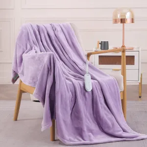Flannel Electric Heated Throw Blanket - 50"x60", 3 Hours Timer Auto-Off, 5 Heating Levels