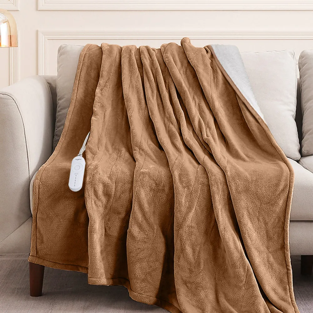 Flannel Electric Heated Throw Blanket - 50"x60", 3 Hours Timer Auto-Off, 5 Heating Levels